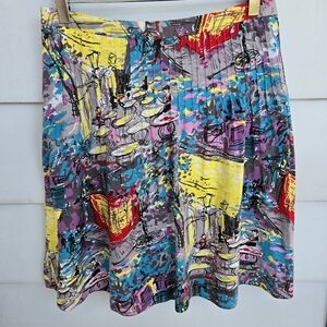 Attention Multicolor Abstract Mini Skirt, Size 6